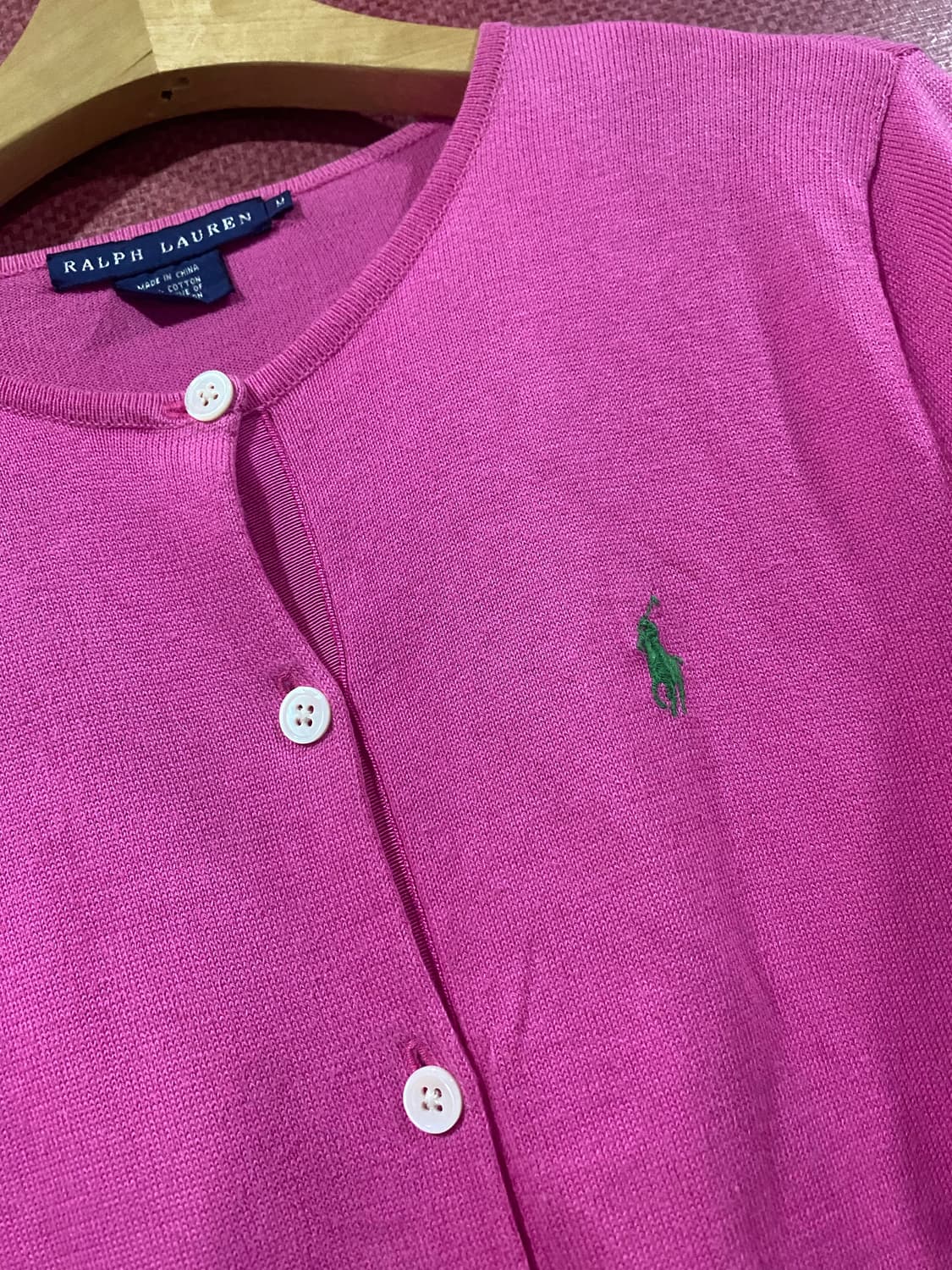 랄프로렌 핑크 반팔 가디건 M 상품이미지3