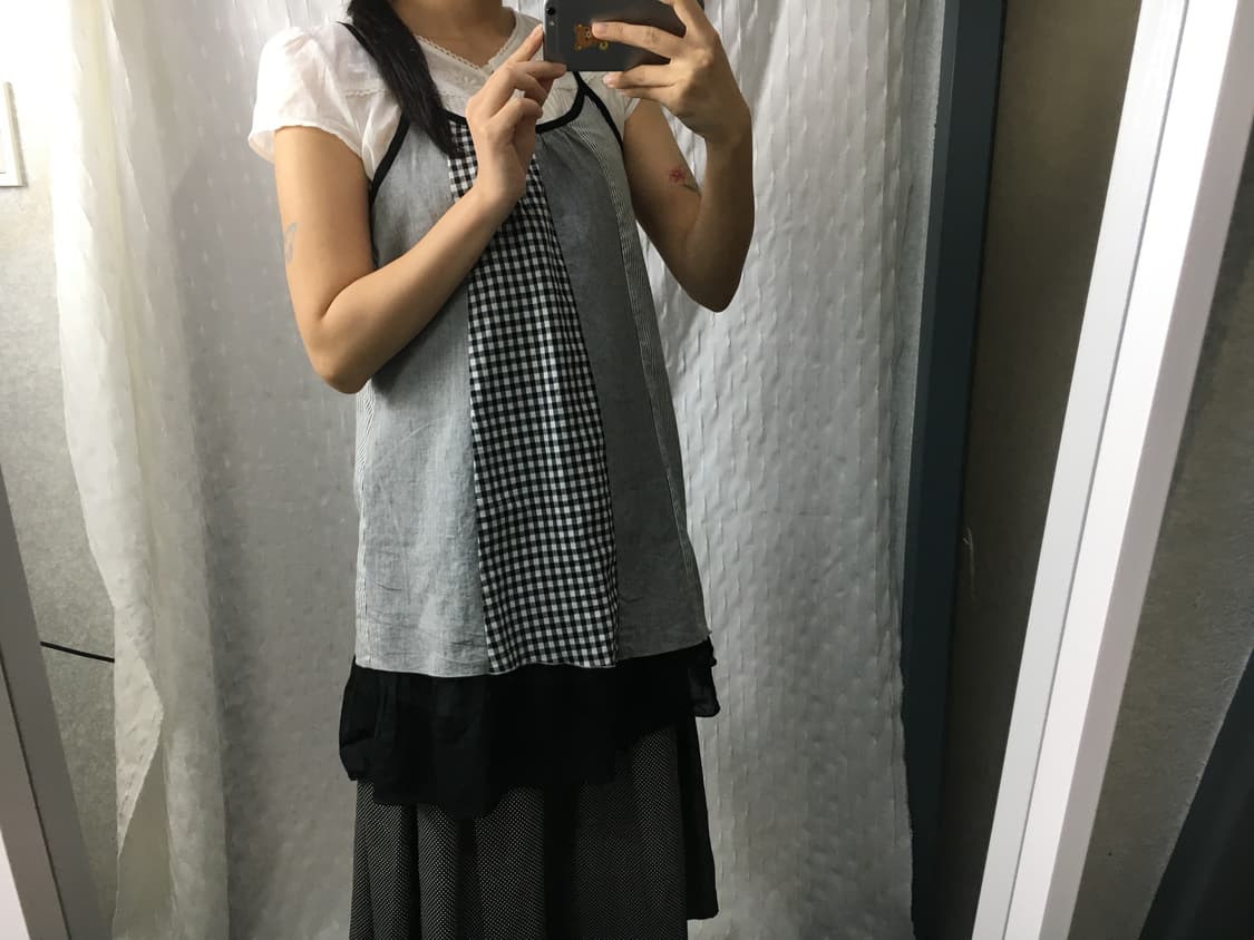 블랙 그레이 체크 슬리브리스 상품이미지3