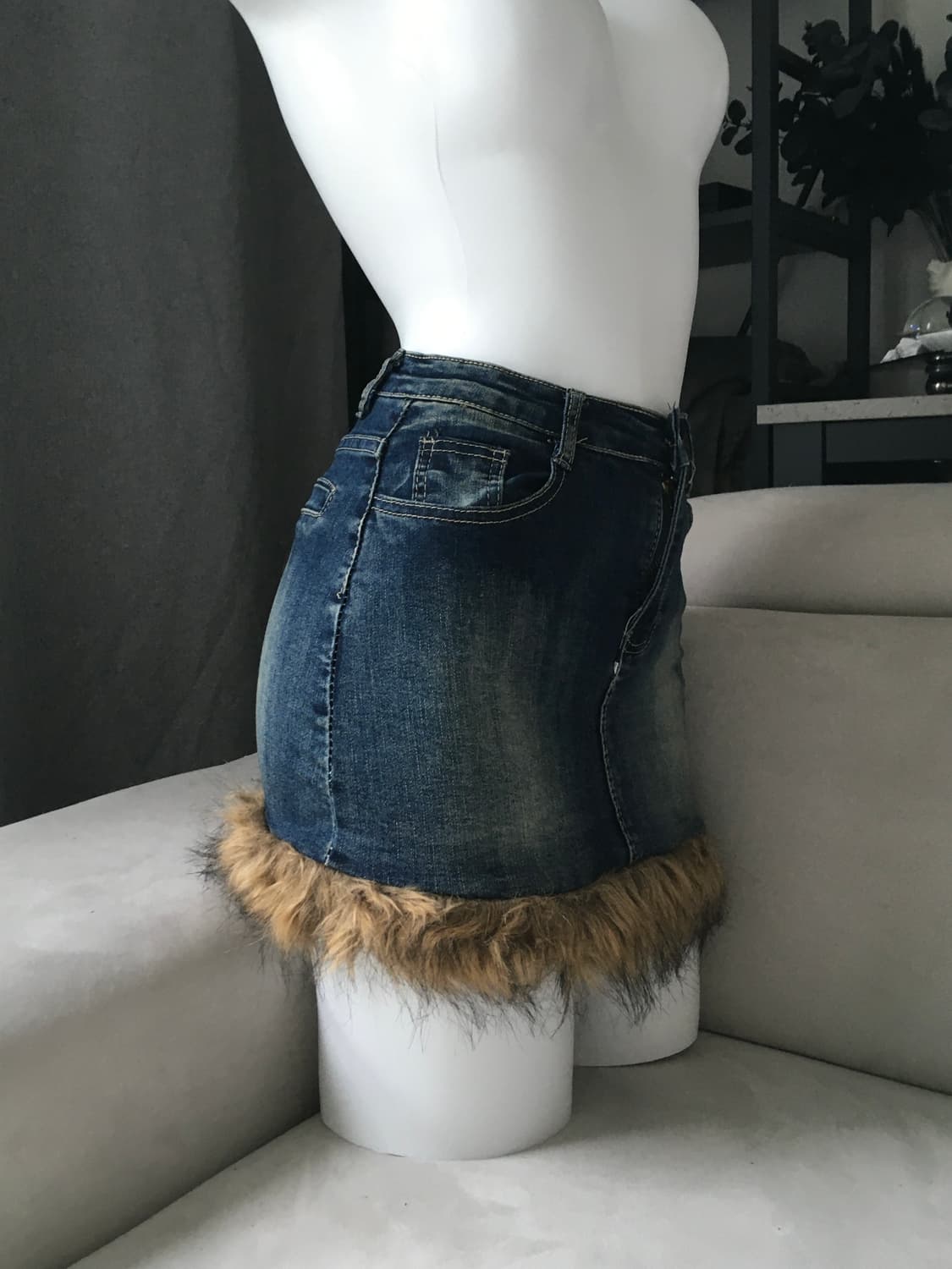 ༒ furry denim skirt 상품이미지3