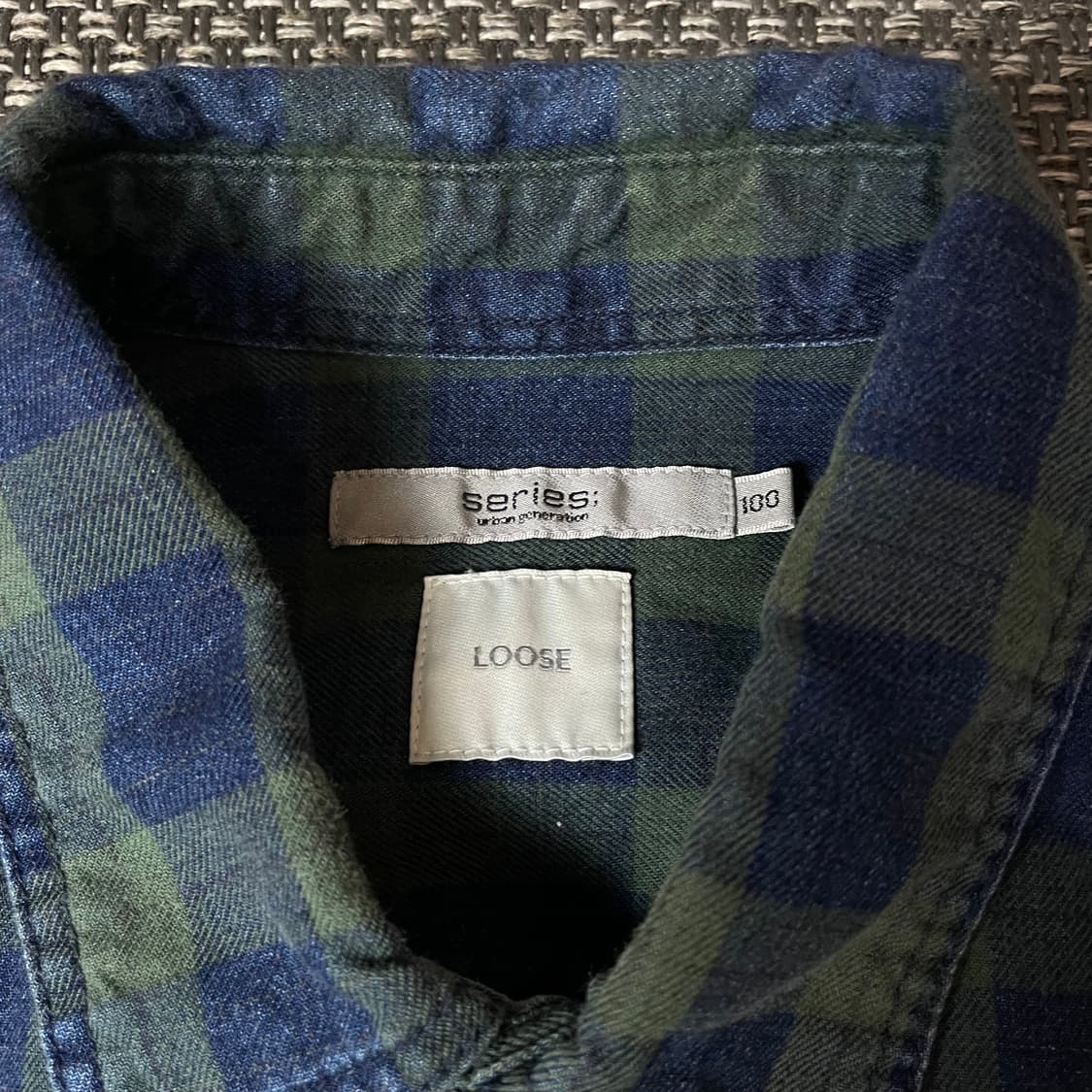 시리즈 빈티지 블루 그린 체크 패턴 원포켓 긴팔 셔츠 100 상품이미지4