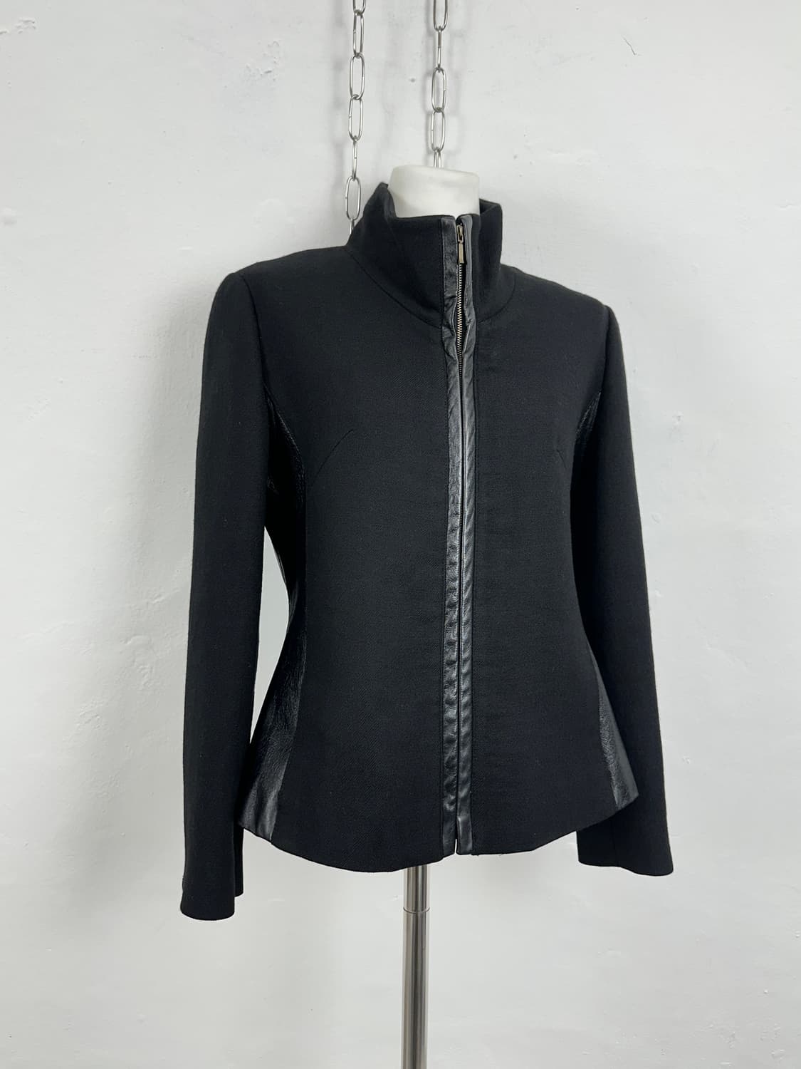 DOHO Leather-Trim Wool Blend Jacket 상품이미지7