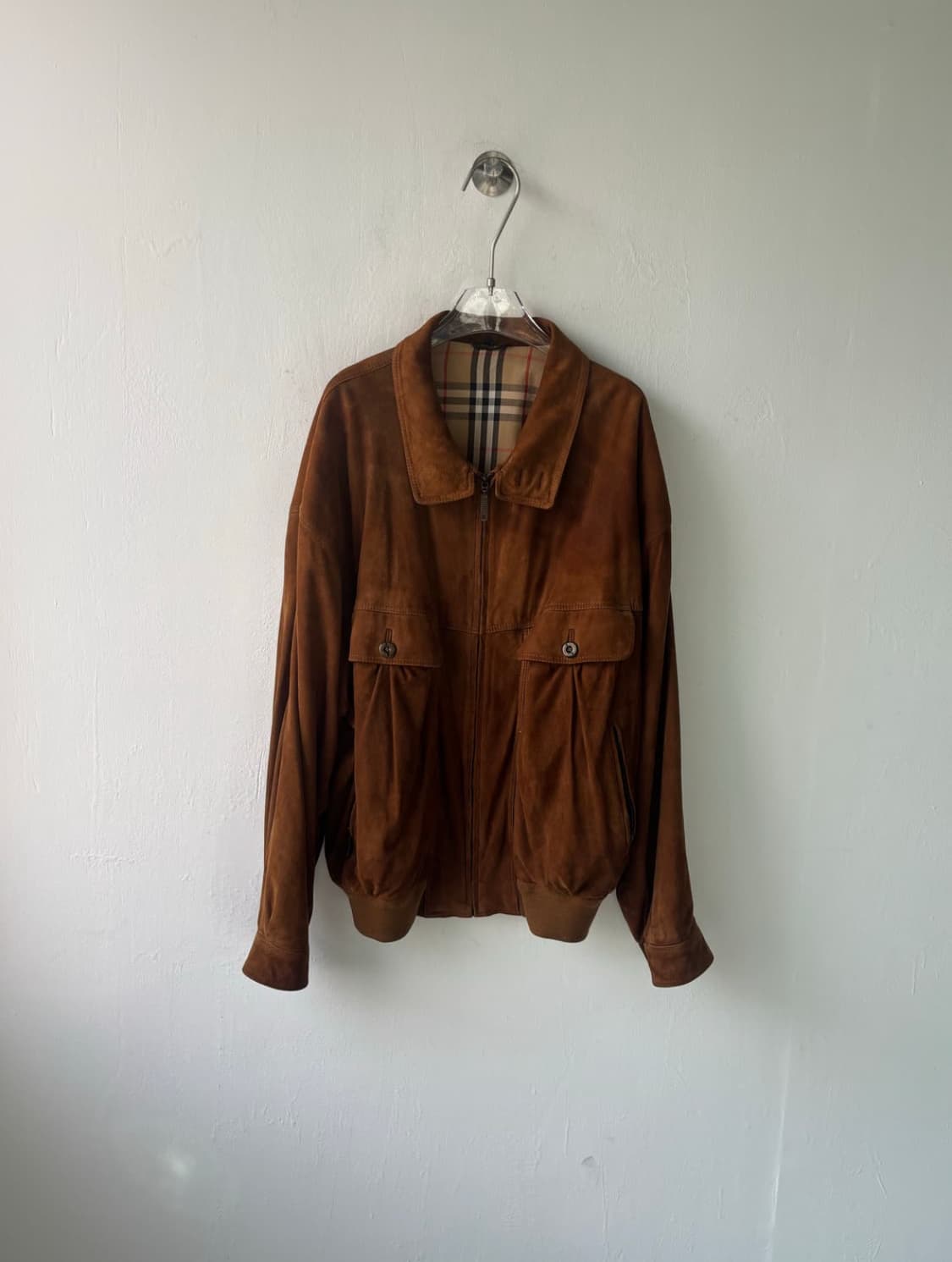 버버리 90‘s 스웨이드 하이넥 블루종 상품이미지5