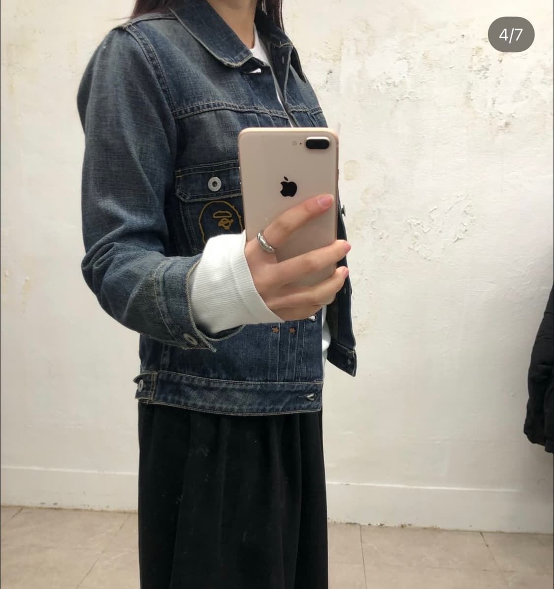 베이프 딱붙핏 워싱 데님 자켓 세컨드 지쟌 상품이미지4