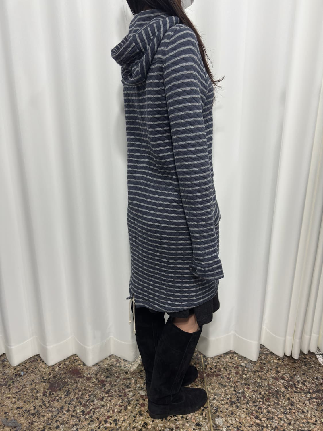 stripe hood long coat 상품이미지7