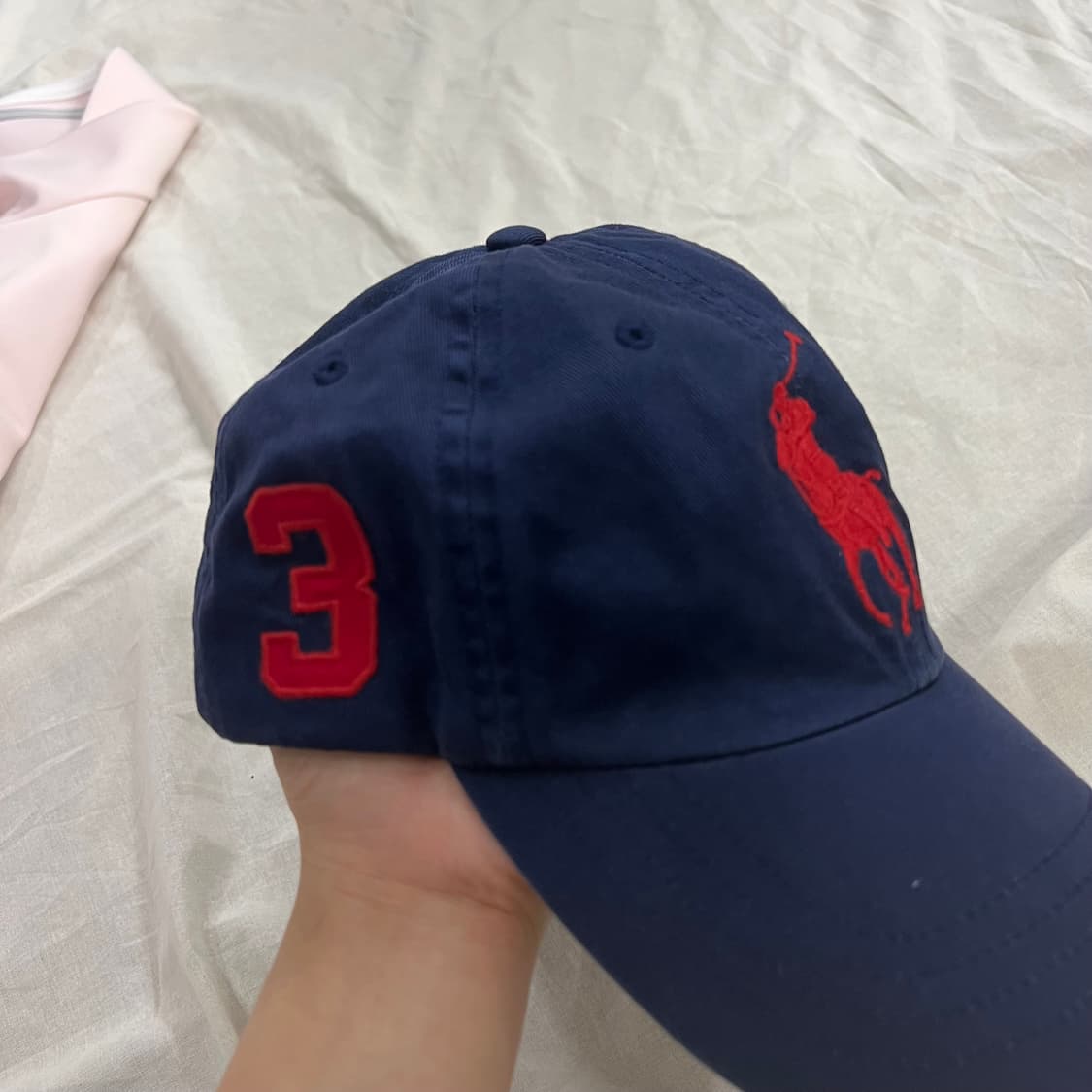 폴로 랄프로렌 빅포니 넘버링 볼캡 네이비 레드 상품이미지3