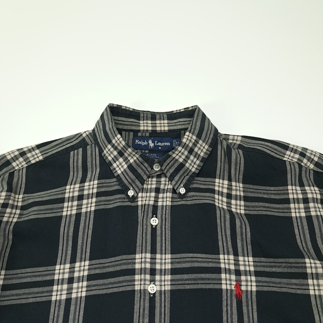 CL613 XL 폴로 90s 레드포니 모던 클래식 타탄체크 네이비 셔츠 상품이미지2
