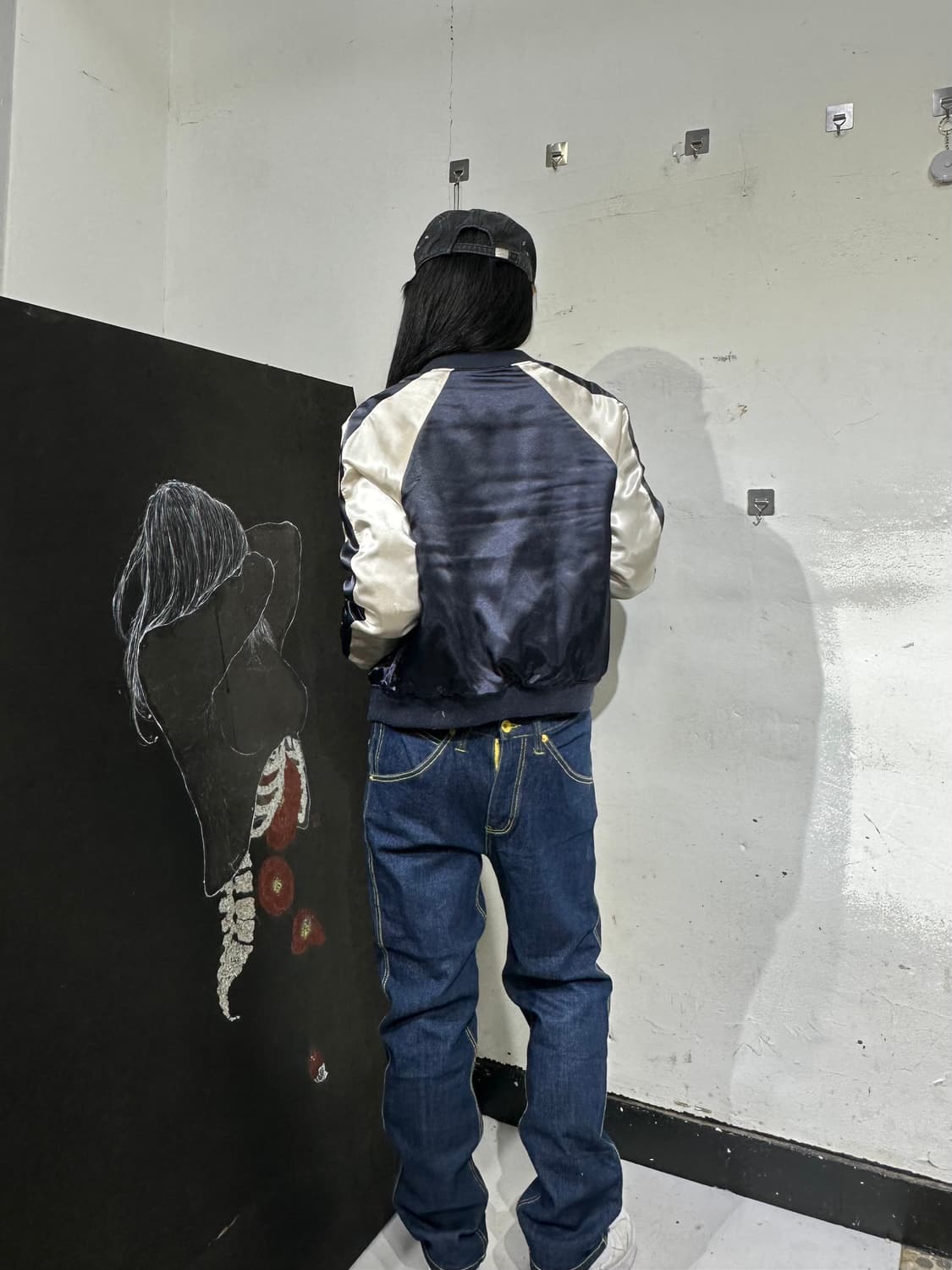 Jpn 일본빈티지 오리엔탈 네이비 카키 양면 스카잔 자켓 상품이미지3