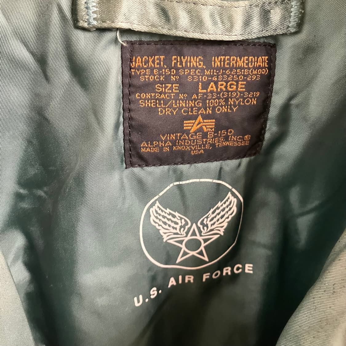알파인더스트리 세이지 그린 B-15D 항공점퍼 L 상품이미지3