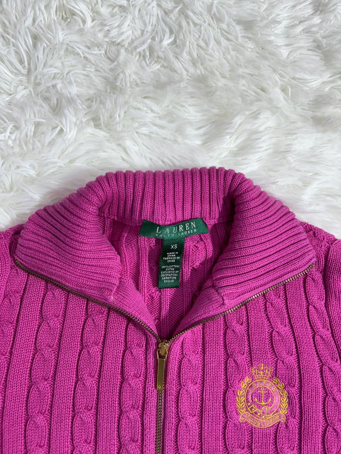 폴로 랄프로렌 딥핑크 꽈배기 니트집업  상품이미지6