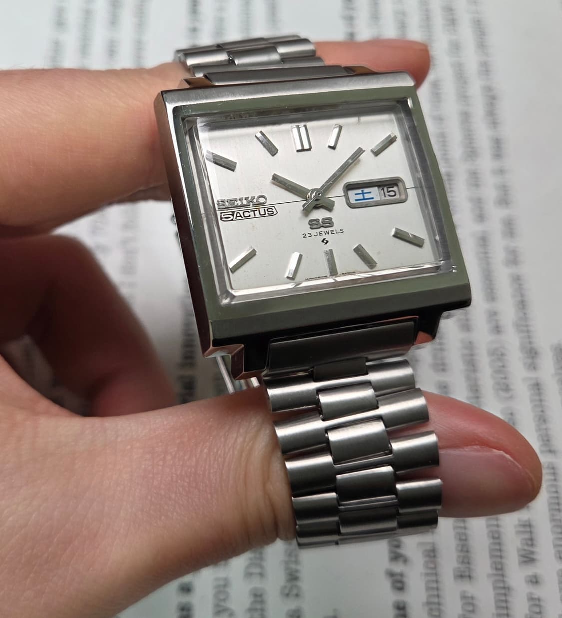 빈티지 세이코 액투스SS 순정 화이트실버 한자 데이데이트 오토매틱 상품이미지4