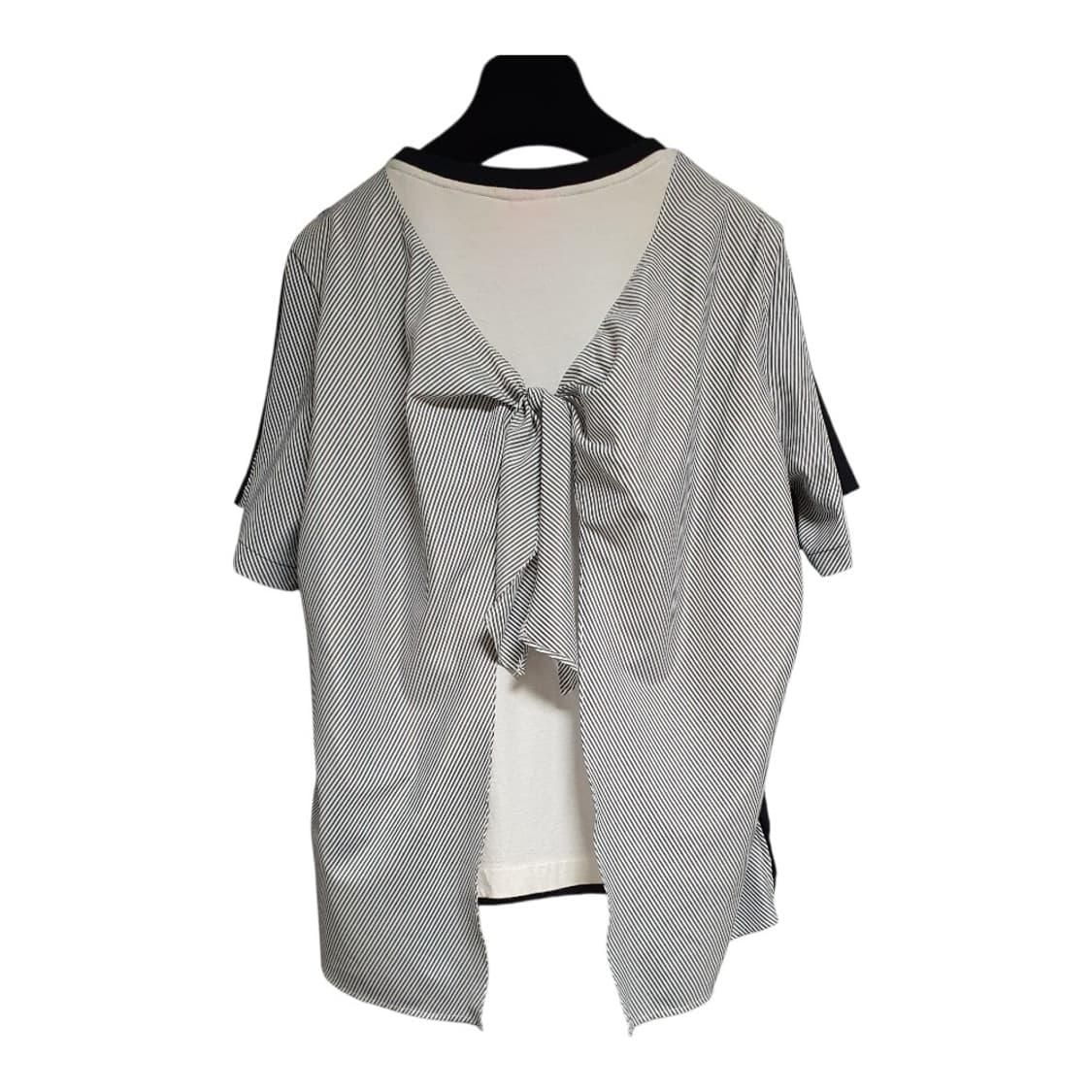 럭키슈에뜨 프릴 디테일 믹스매치 여유핏반팔 티셔츠38 s~m 상품이미지2