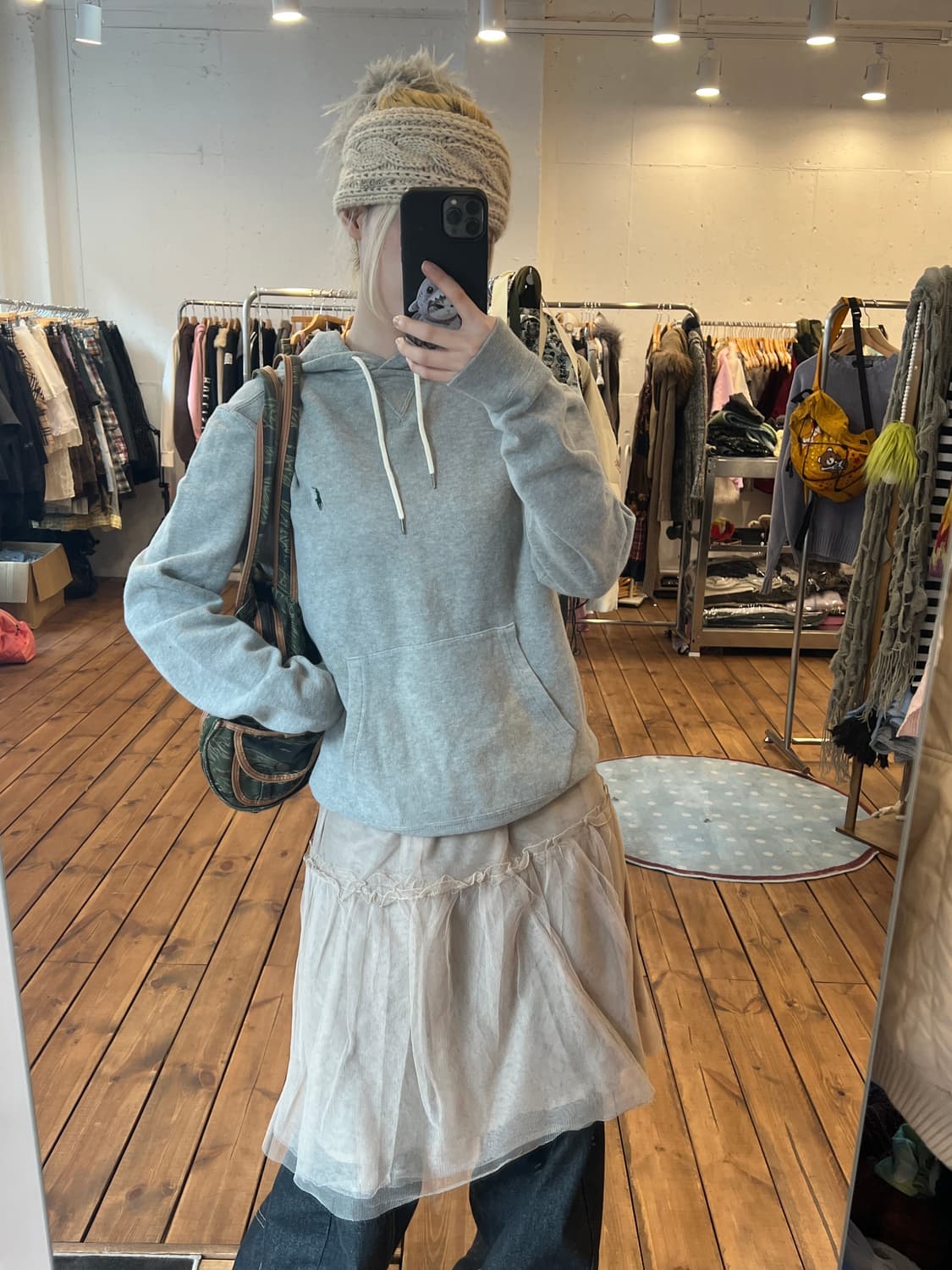 폴로 그레이 후드 니트 상품이미지2