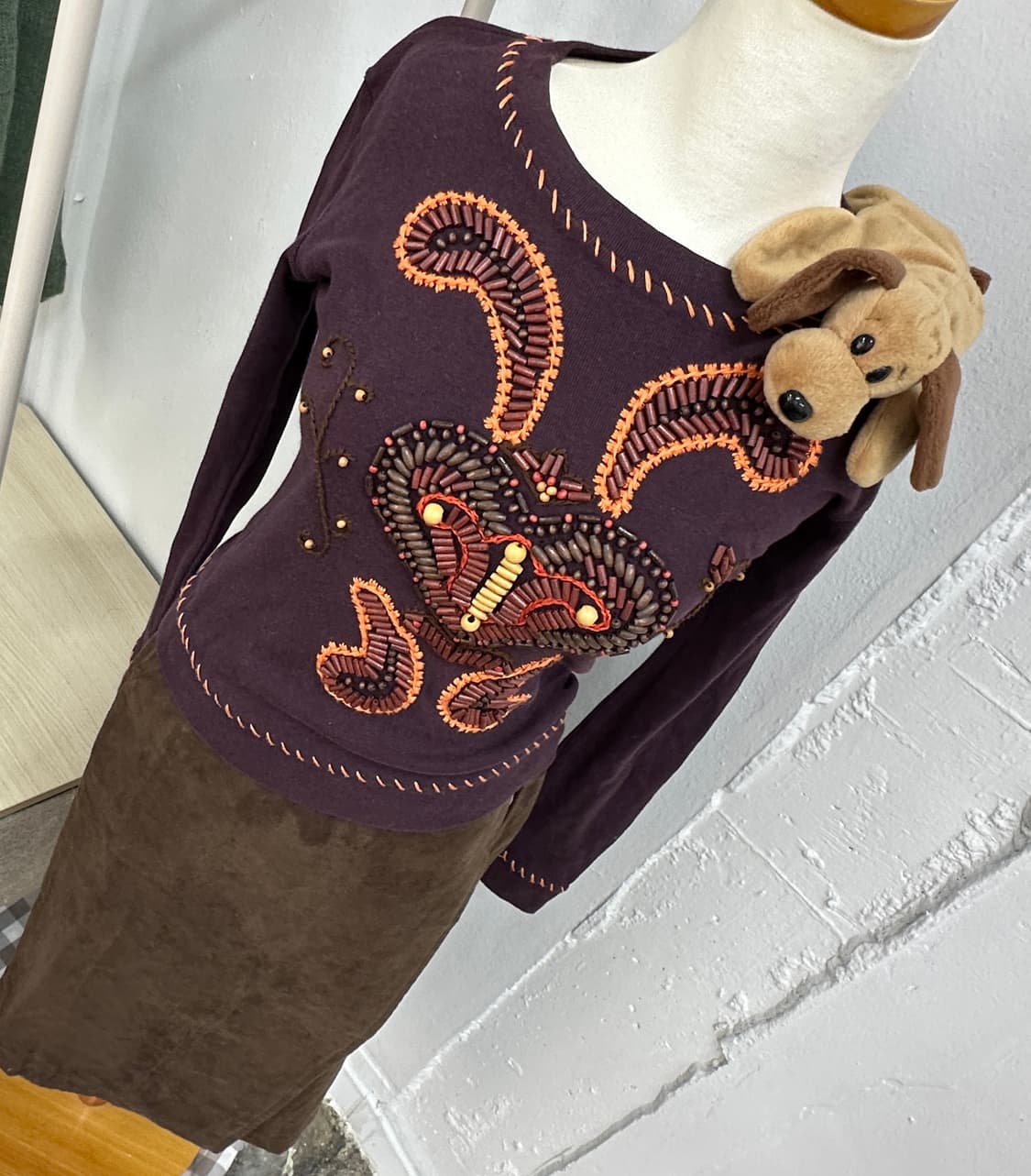 🌰하구미 에스닉 보헤미안 🌰가을 모리걸 우드비즈 브라운 코디세트 상품이미지7