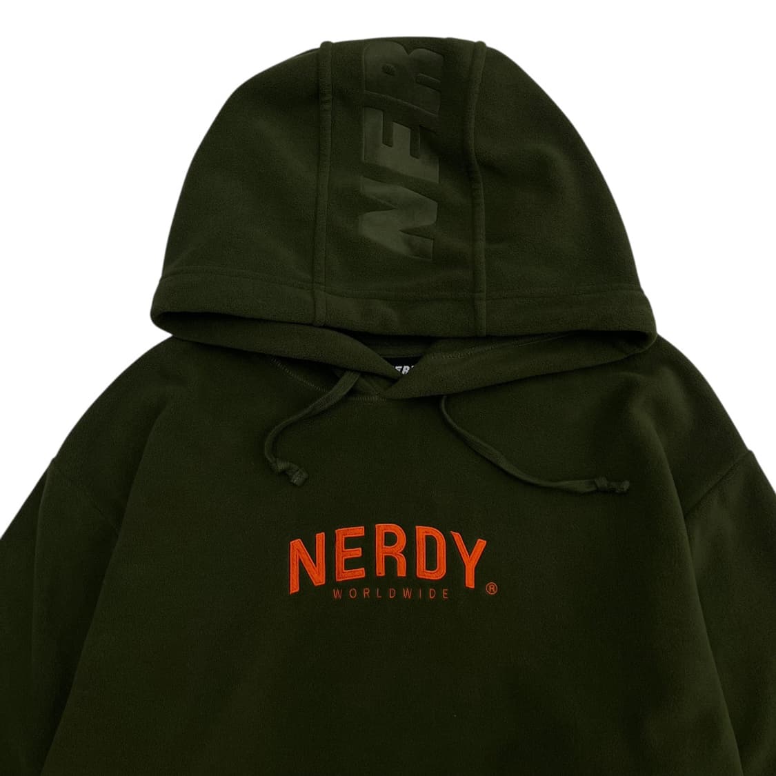 널디 오렌지 자수로고 카키 플리스 후드 M 상품이미지4