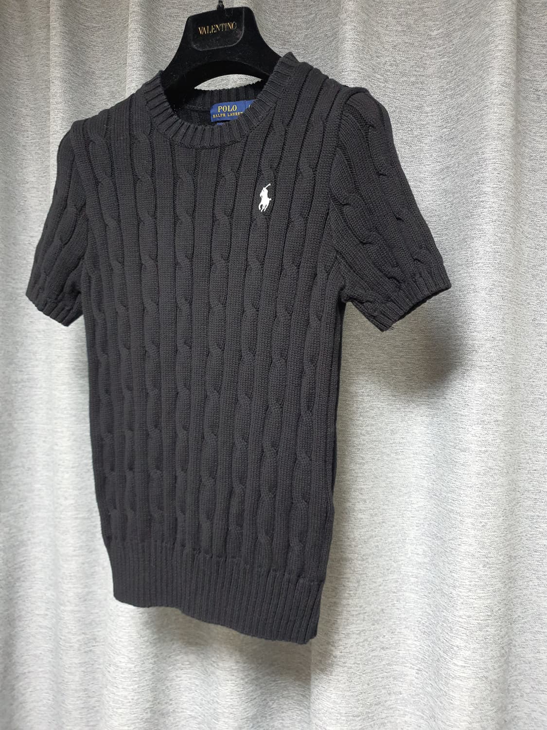 폴로 랄프로렌  꽈배기케이블  블랙 니트 반팔 xs~s 상품이미지3