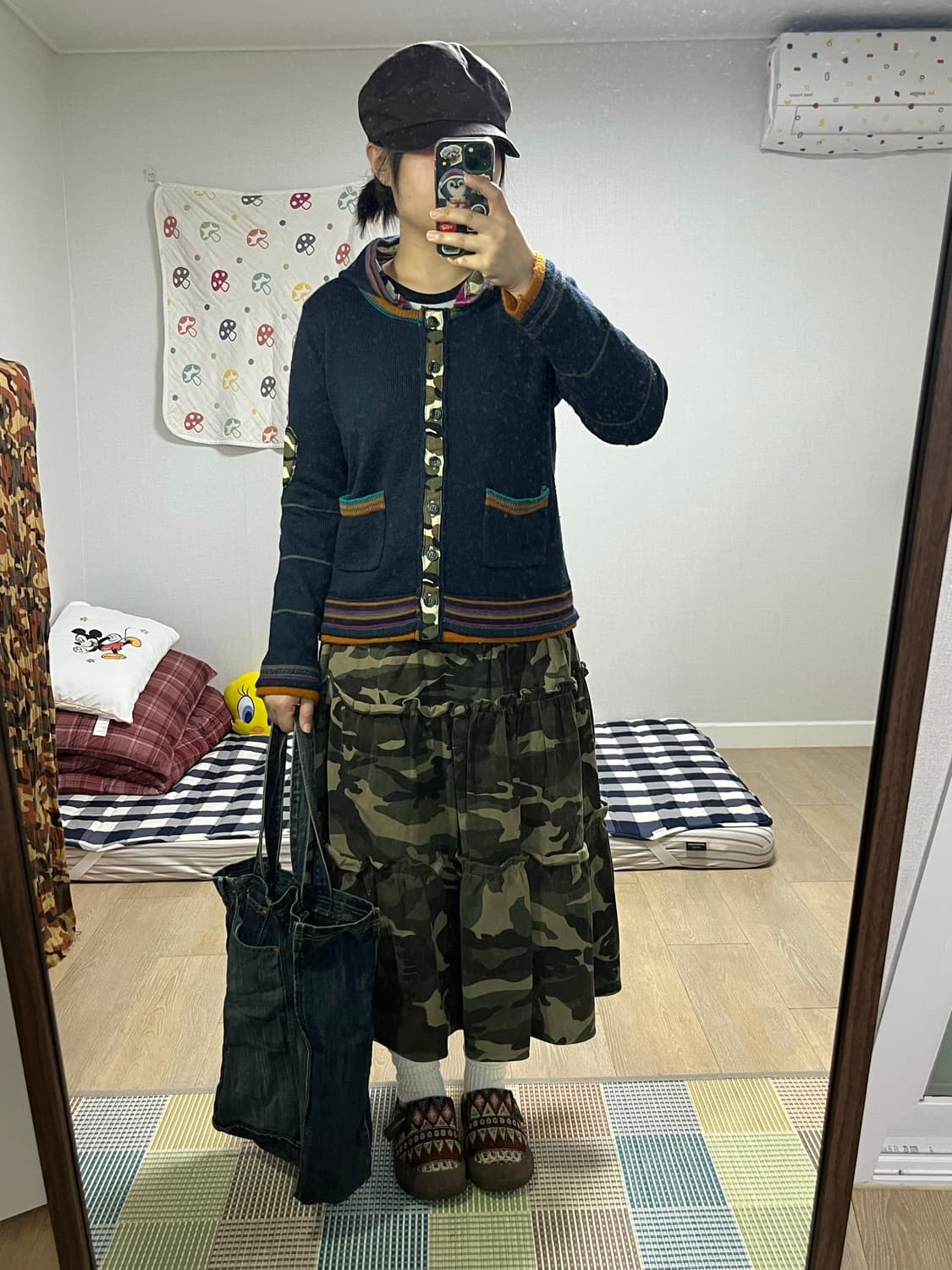 에스닉 카모 후드 니트 가디건 상품이미지2