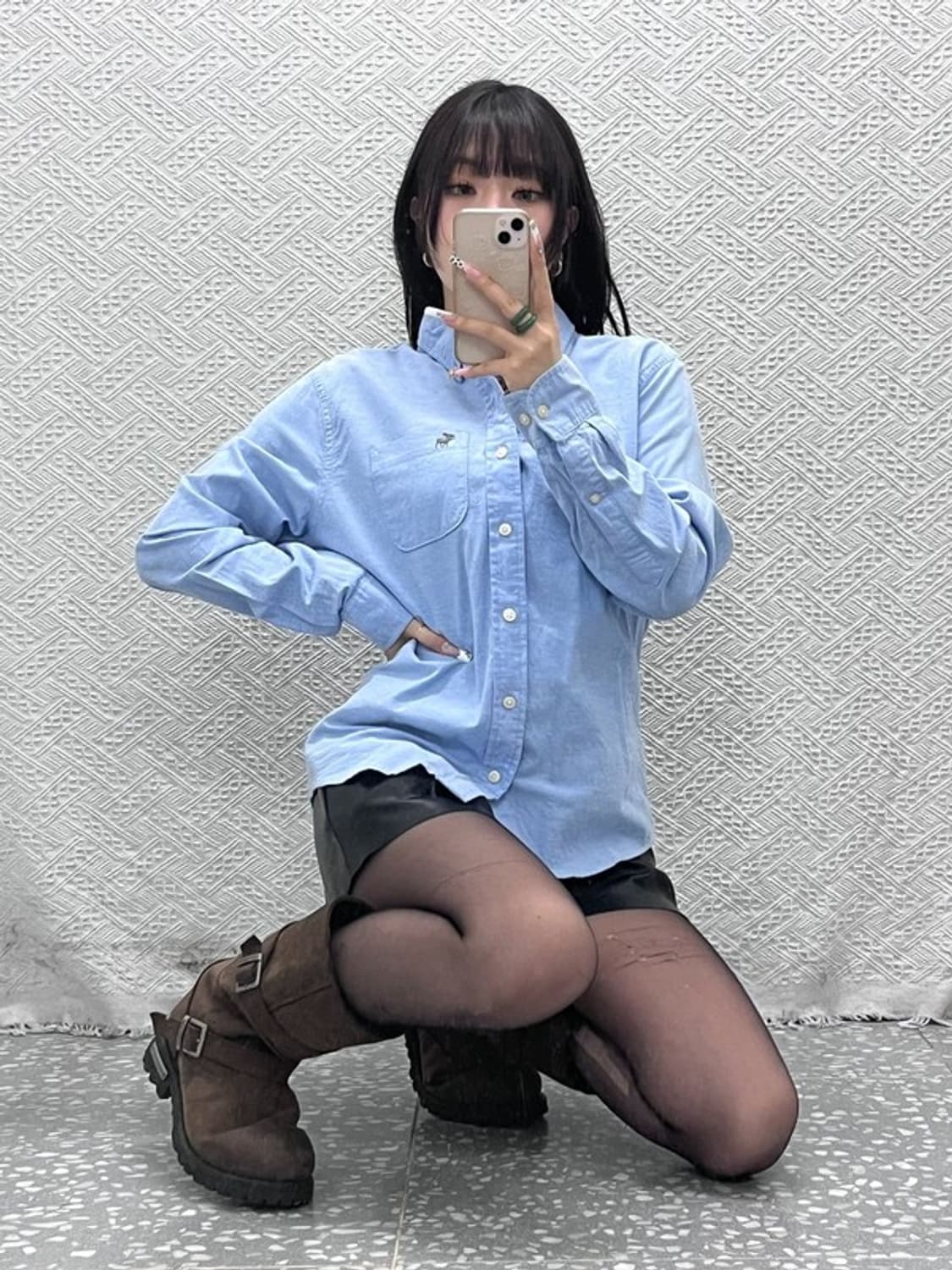 아베크롬비 컨트리 레트로 빈티지 연하늘 슬림핏 셔츠 S C11077 상품이미지2