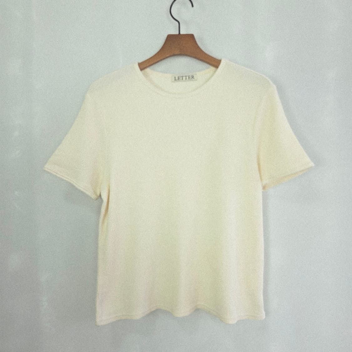 [LETTER] 레터 와플 반팔 니트 여성 상품이미지1