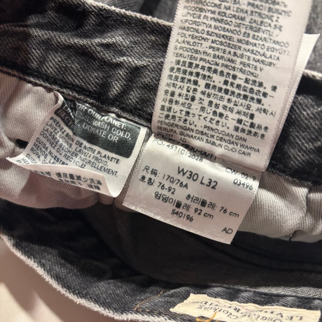 [30x32] 리바이스 501 93 블랙 데님 팬츠 C857 상품이미지9
