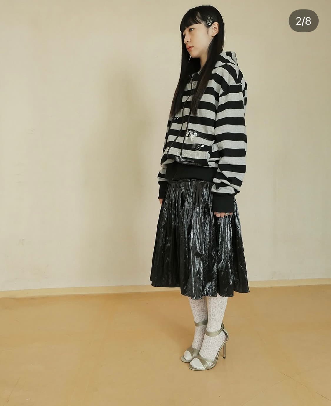 콜로신스 teddygirl hooded zip up 스트라이프 상품이미지2