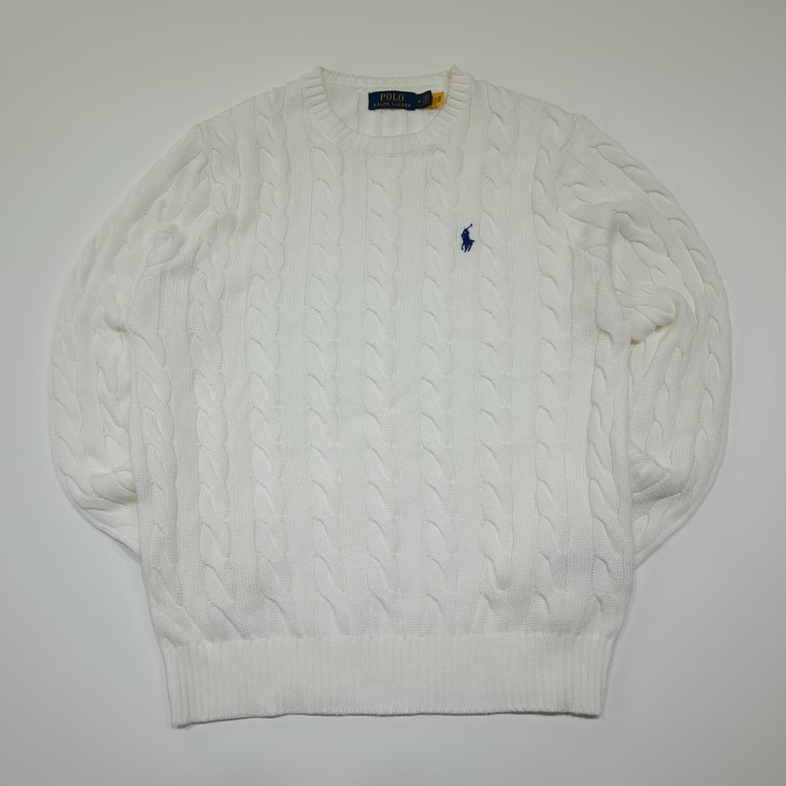 CL995 M 폴로 QR정품인증 코튼 케이블 화이트 니트 스웨터 상품이미지1