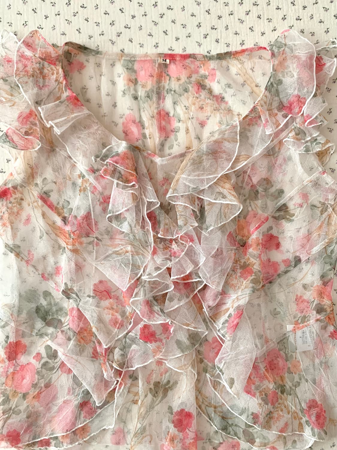 빈티지 플라워 프릴 슬리브리스 상품이미지9