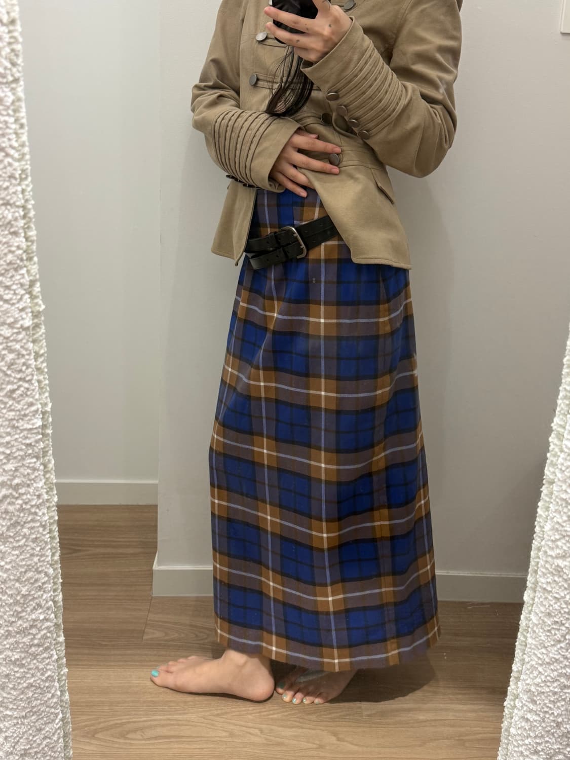 빈티지 체크 롱 스커트 상품이미지4
