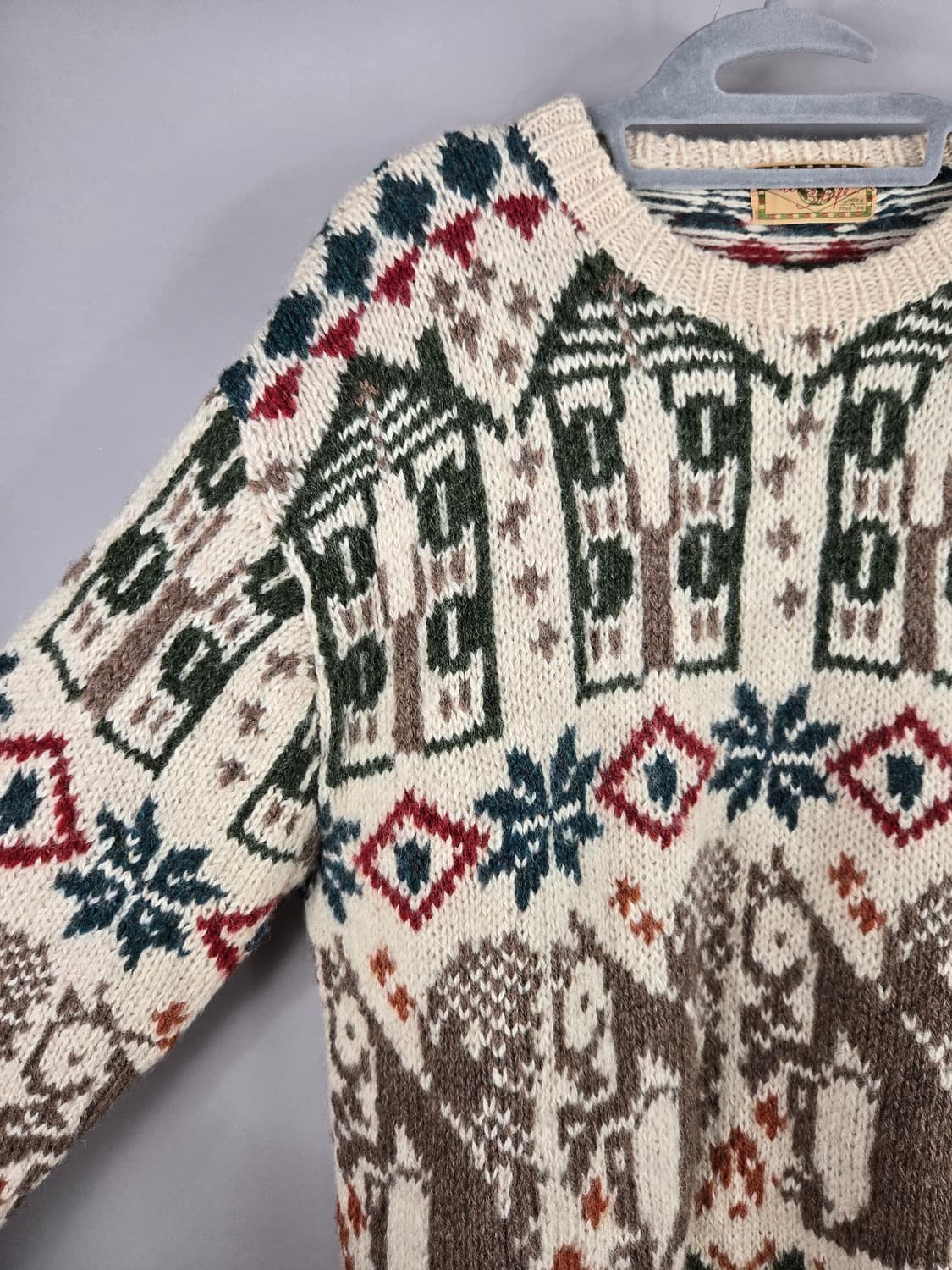 [무료배송] 다람쥐 크리스마스 노르딕 양모 울100 일본 스웨터 니트 상품이미지4