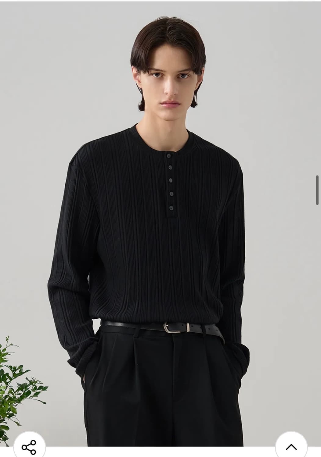 (XL) 드로우핏 리브드 헨리넥 티셔츠 [BLACK] 판매 상품이미지5