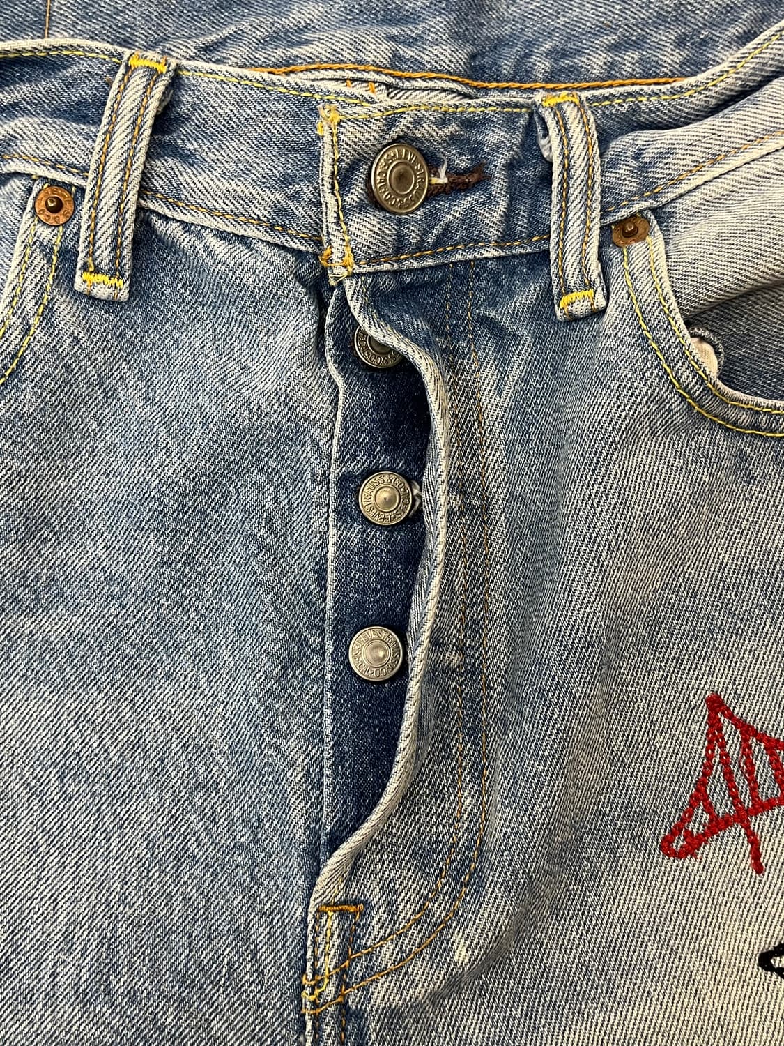 리바이스 501 CT 자수 하프 데님 팬츠 W30 #csz1834 상품이미지3