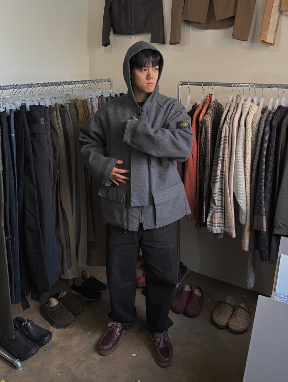 [L]92AW 스톤아일랜드 울 후드 3포켓 숏 코트 자켓 아카이브 상품이미지2