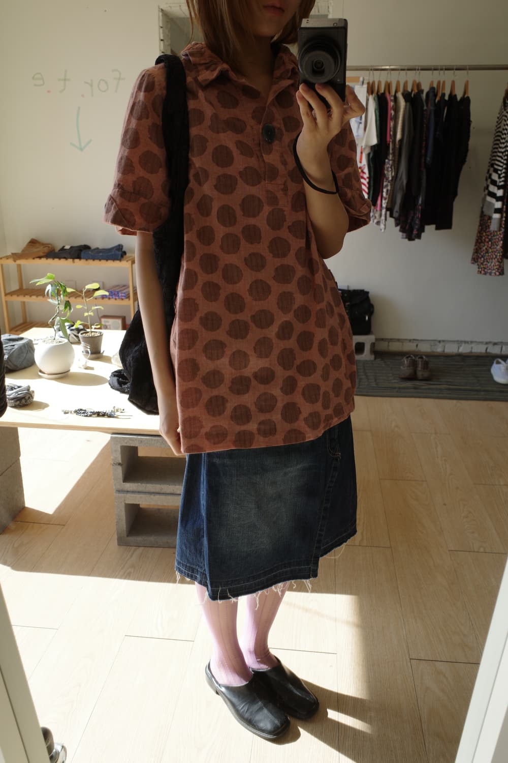 도트 단추 블라우스 상품이미지2