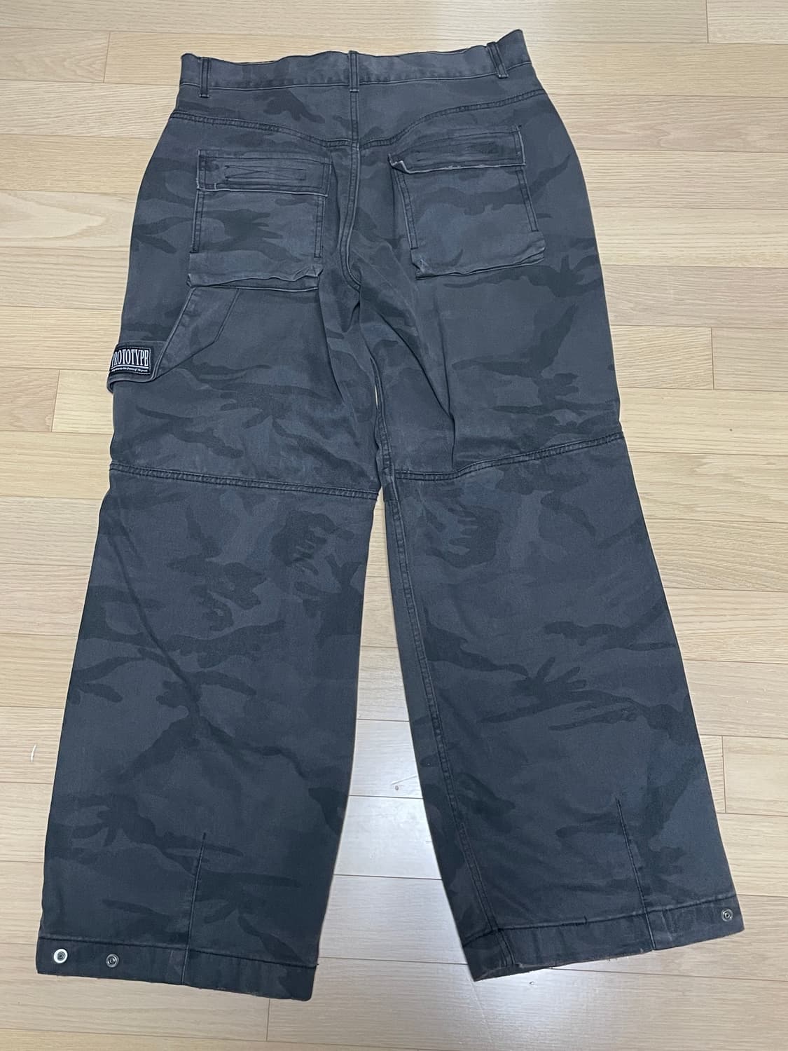 ETCE 더블니 디스트로이드 배기 팬츠 블랙 카모 상품이미지2