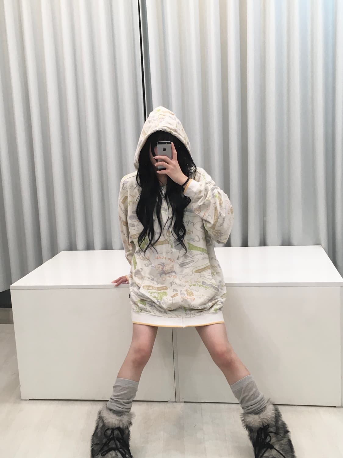 갸루 루즈핏 후드집업 상품이미지1