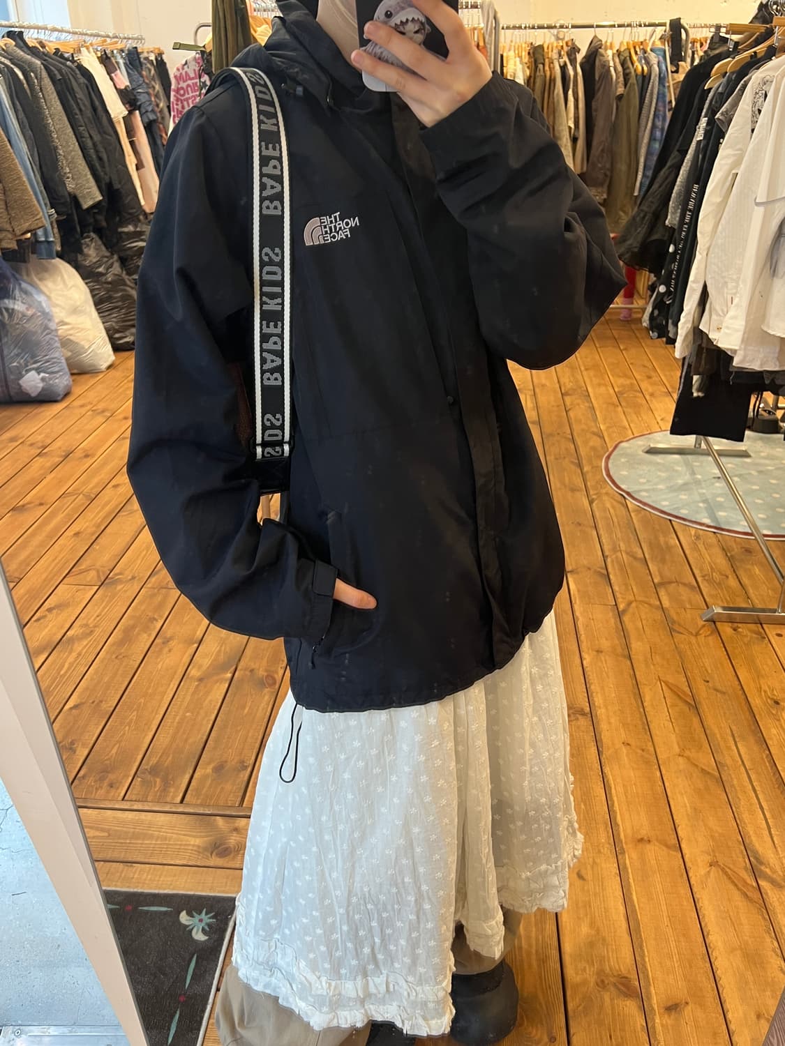 노스페이스 블랙 베이직 후드 바람막이  상품이미지1