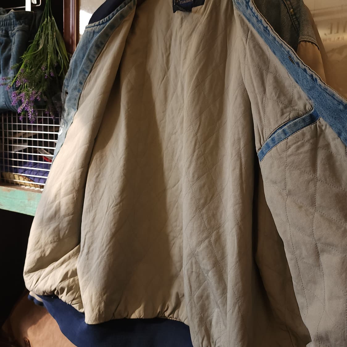 90s 빈티지 데님 바시티 자켓 아메리칸 체크 패치워크 빅사이즈 데님 L 상품이미지7