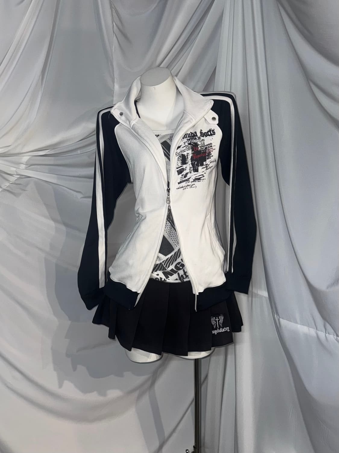 무채색 데일리펑크 오픈숄더 코디세트  상품이미지5