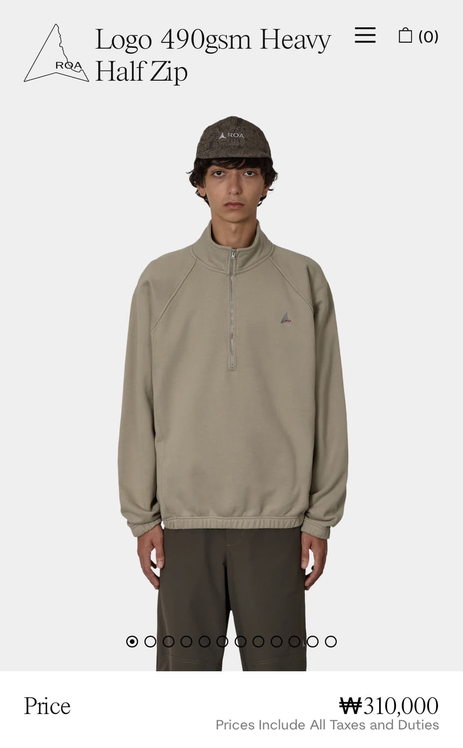 [M,L,XL]로아 하이킹 25fw Logo 490gsm 하프집업/그레이 상품이미지9