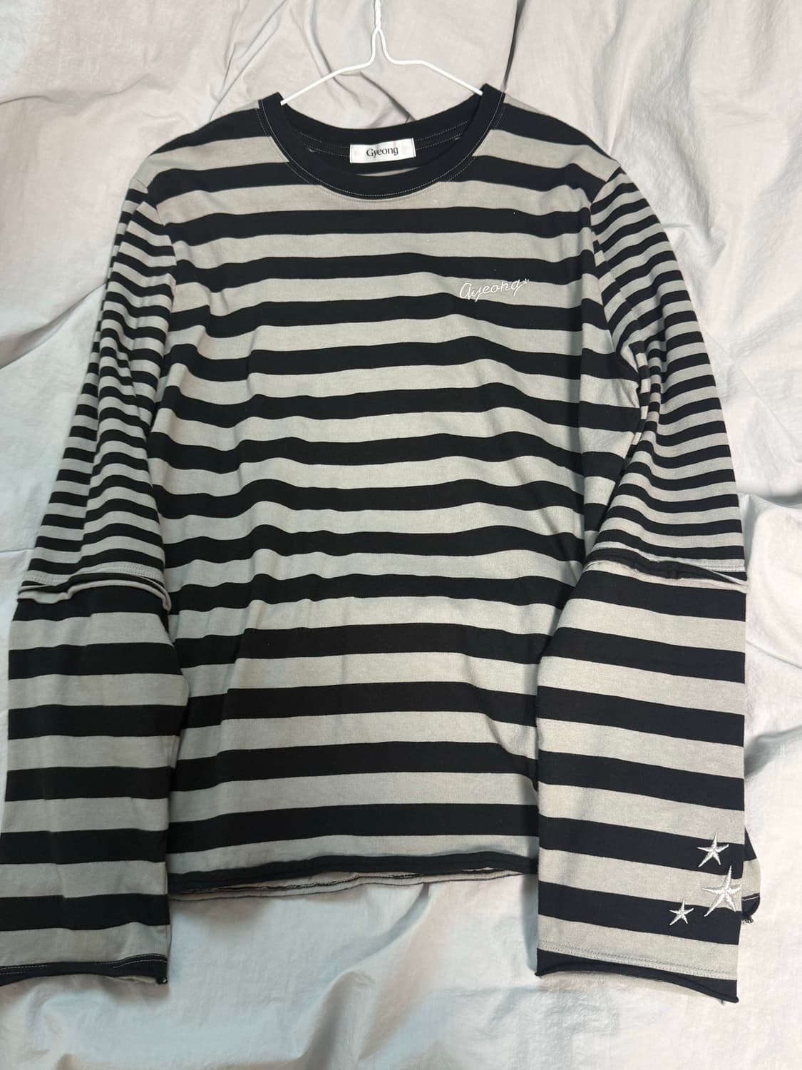 경 P-Dyed Stripe Long Sleeve Tee_Gray 상품이미지1