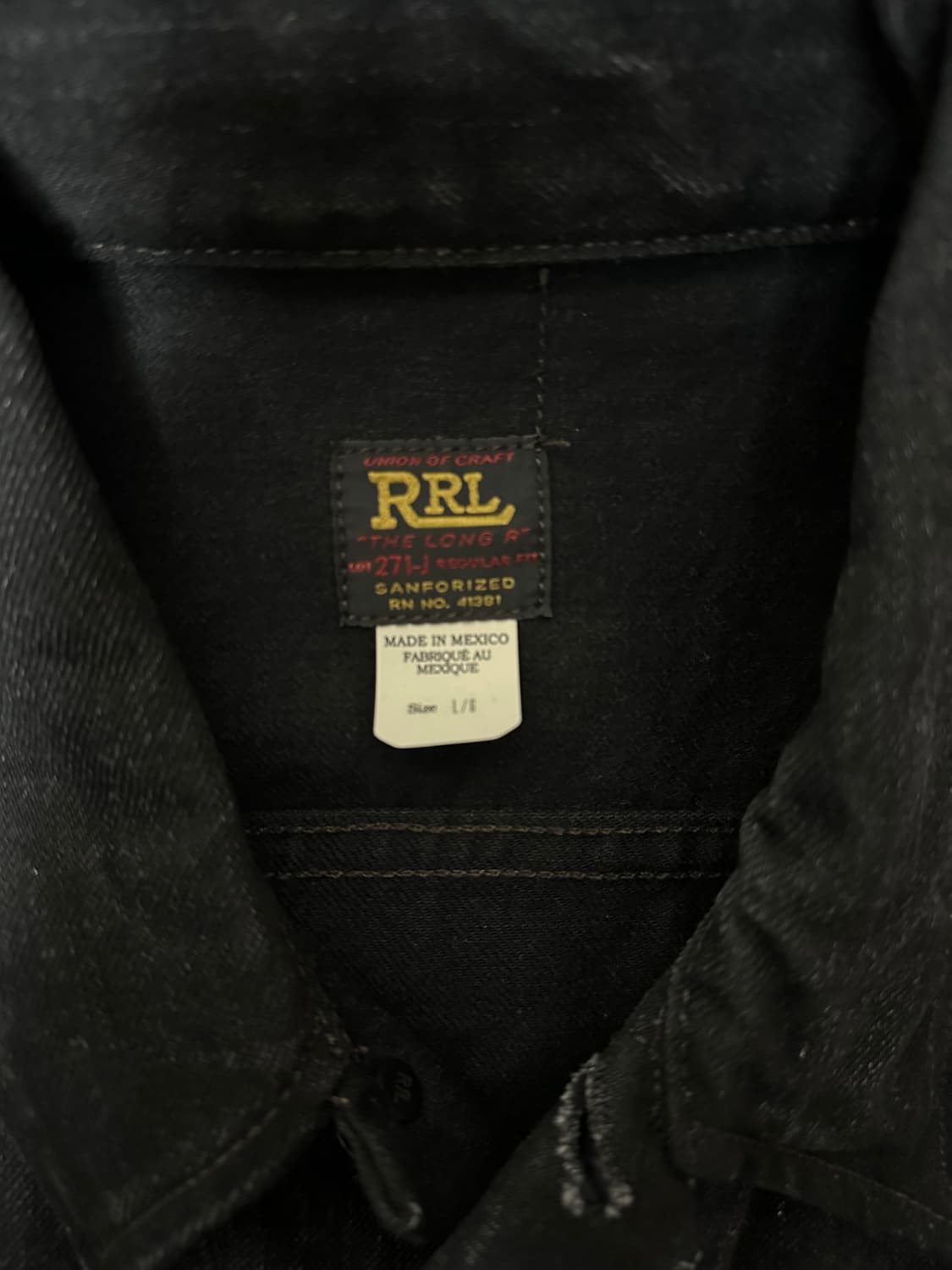 rrl lot271  블랙 L사이즈 멕시코산 상품이미지2