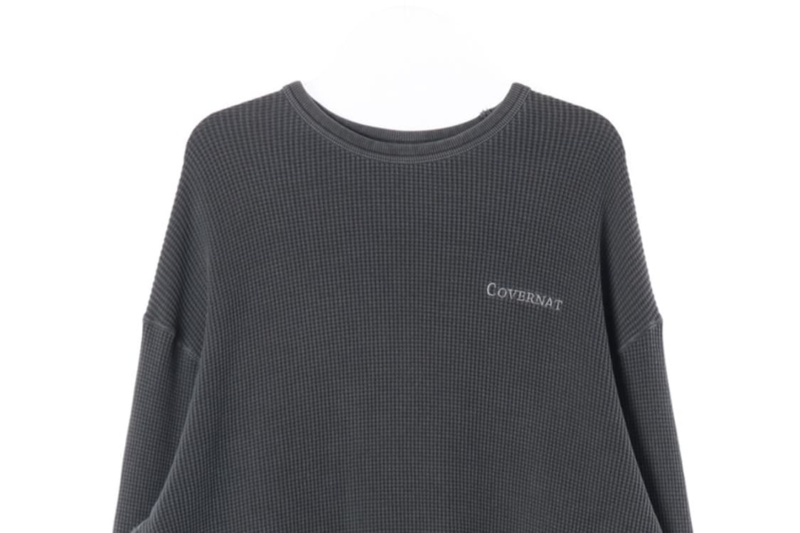 커버낫 와플 오버핏 차콜 맨투맨 XL 상품이미지3