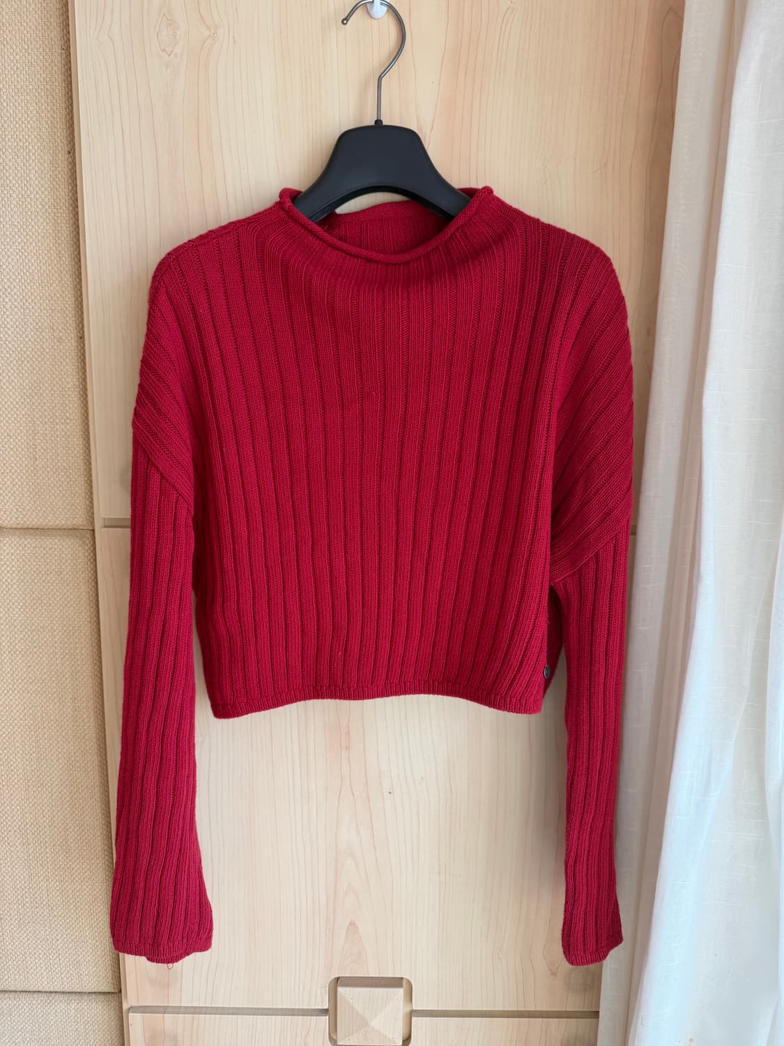 부디무드라 레드 면 니트 상의 M 상품이미지2