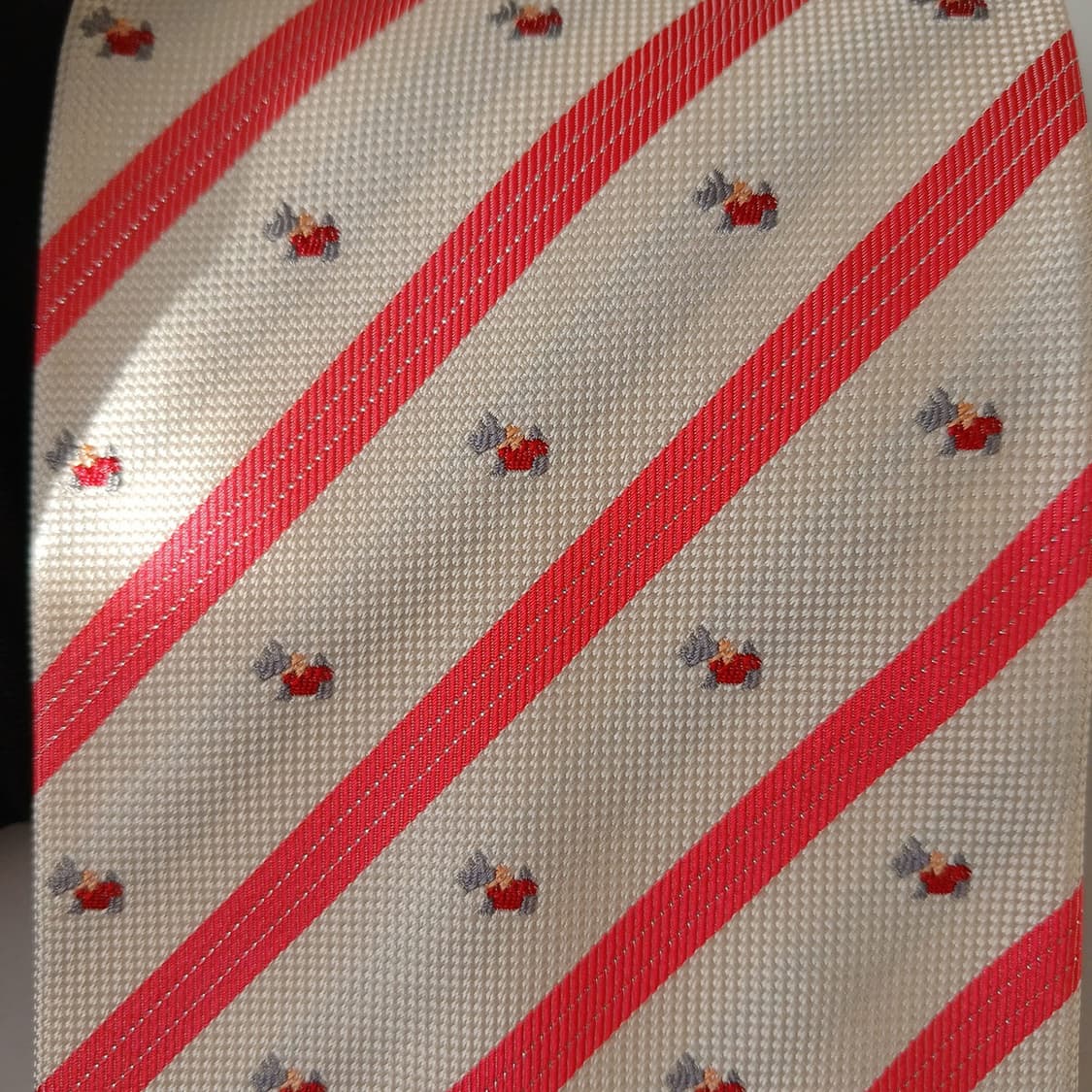 발망 아이보리 스트라이프 자수 넥타이 9.6cm A+등급 A19706 상품이미지9