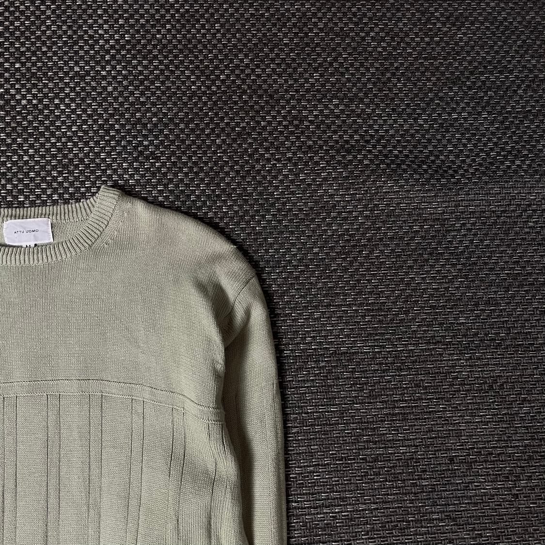 JPN 민트그린 스트라이프 무늬 라운드넥 긴팔 니트 M 상품이미지3