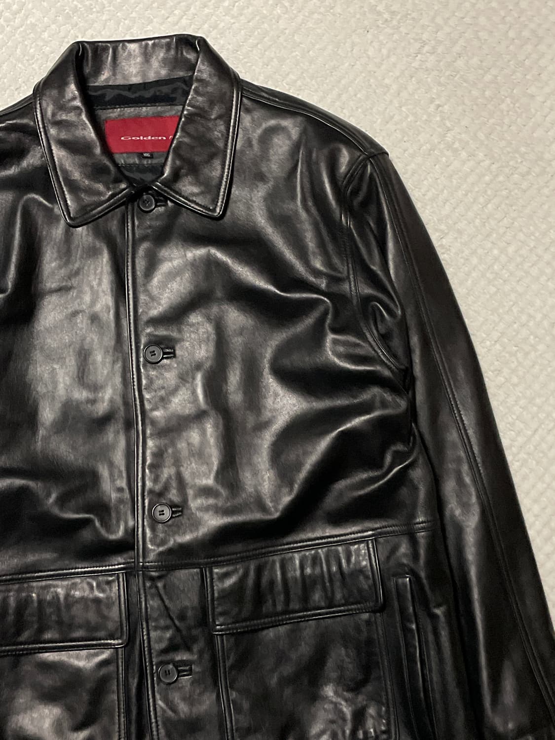 웨스턴 무드 양가죽 램스킨 4버튼 레더 카 코트 상품이미지4