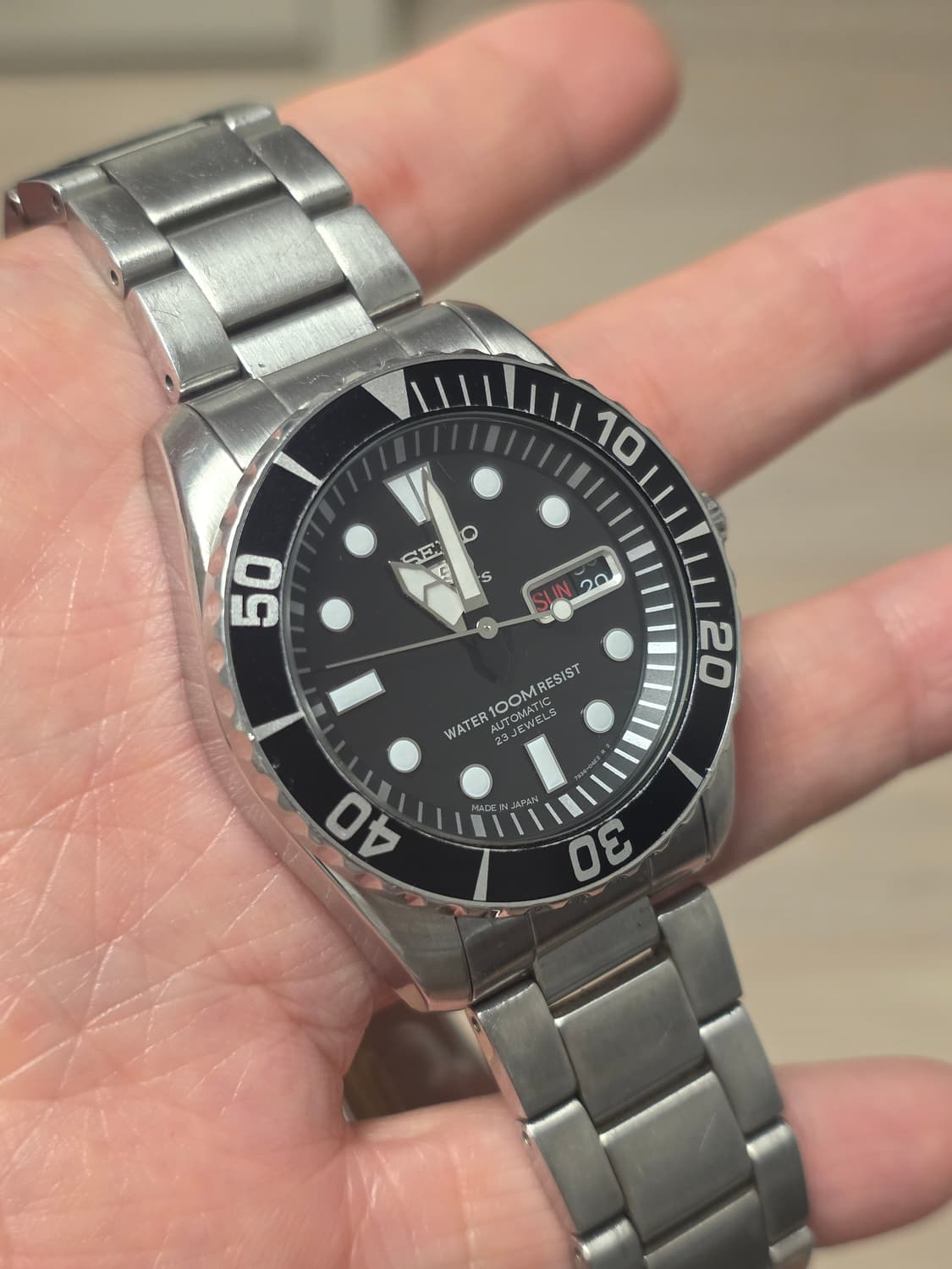 세이코 (SEIKO) 베이비스모 다이버 블랙 오토메틱 스켈레톤 백 시계 상품이미지4