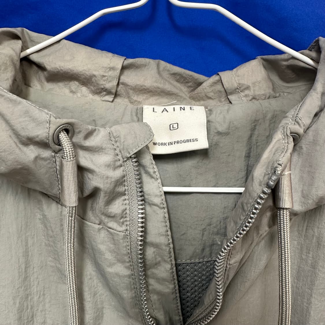 s급 빈티지 메탈그레이 나일론 오버핏아노락바람막이L100 상품이미지4