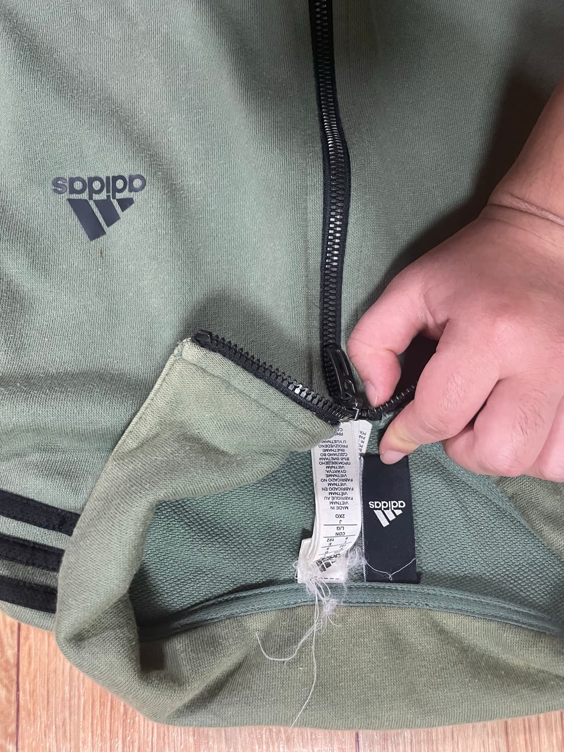 아디다스 카키 그린 트랙탑 져지 2xl 집업 자켓 상품이미지3