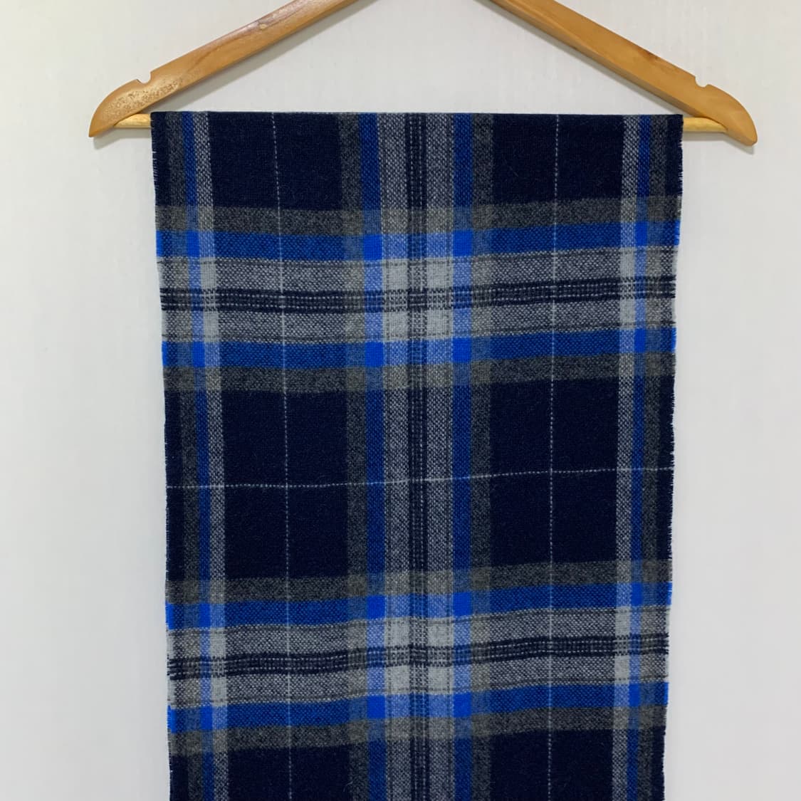 메트로시티 빈티지 캐시미어 100 체크 목도리 머플러 네이비/블루 상품이미지3