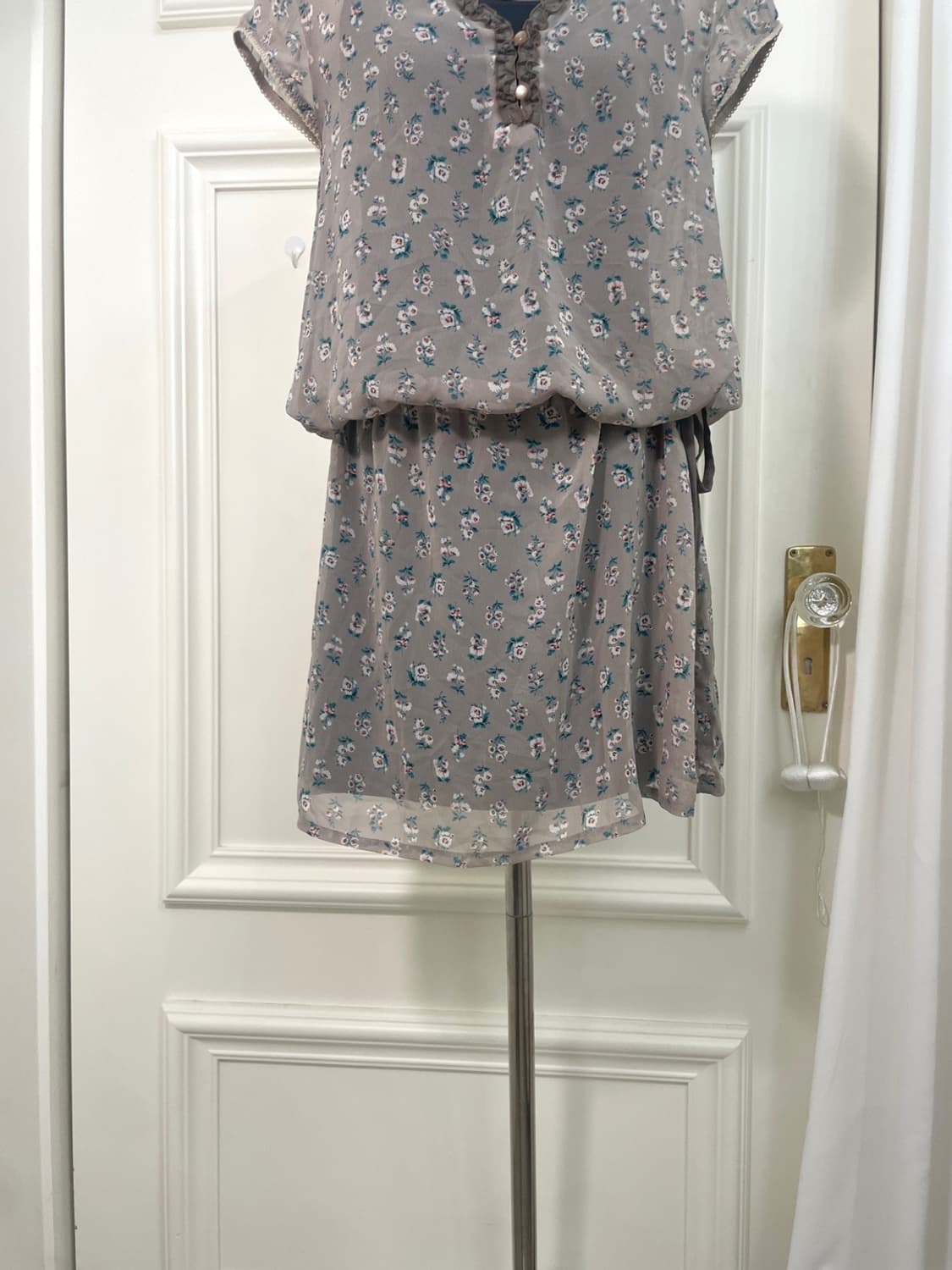 gray flower ruffle shirring mini opc(siz 상품이미지8